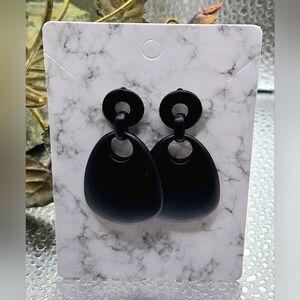 "5/$25" Matte Black Lightweight Acrylic Edgy Dangle Earrings